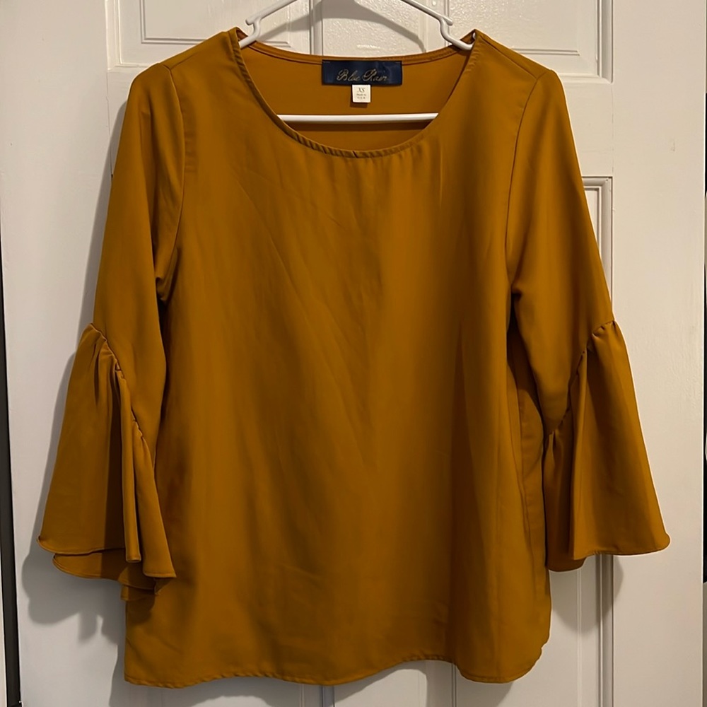 Blue rain mustard blouse